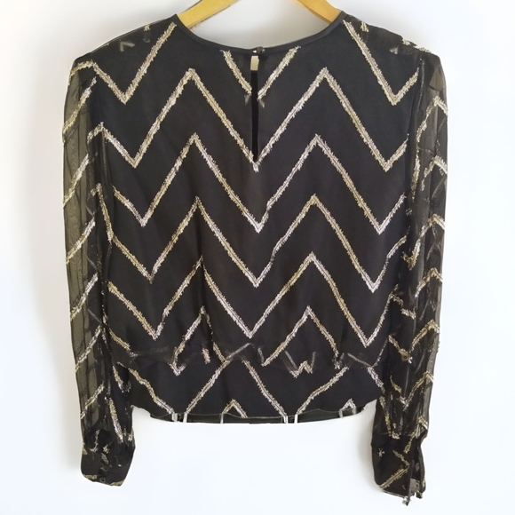 Vtg Metallic Dress Blouse - Picture 3 of 10